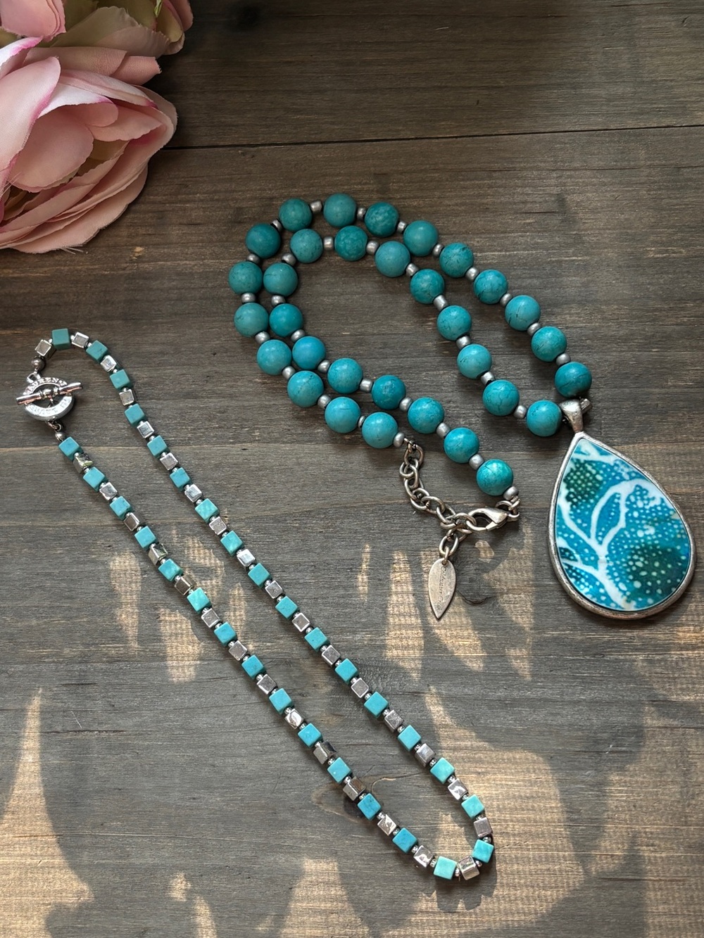 2 Blue and Silver Necklaces, Coldwater Creek and Ralph Lauren